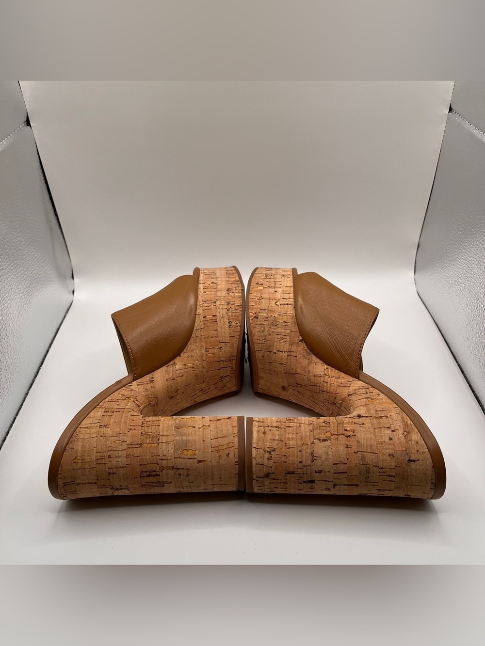 Tony Bianco brown leather platform cork slide sandals size 7 EUC heels - Picture 7 of 9
